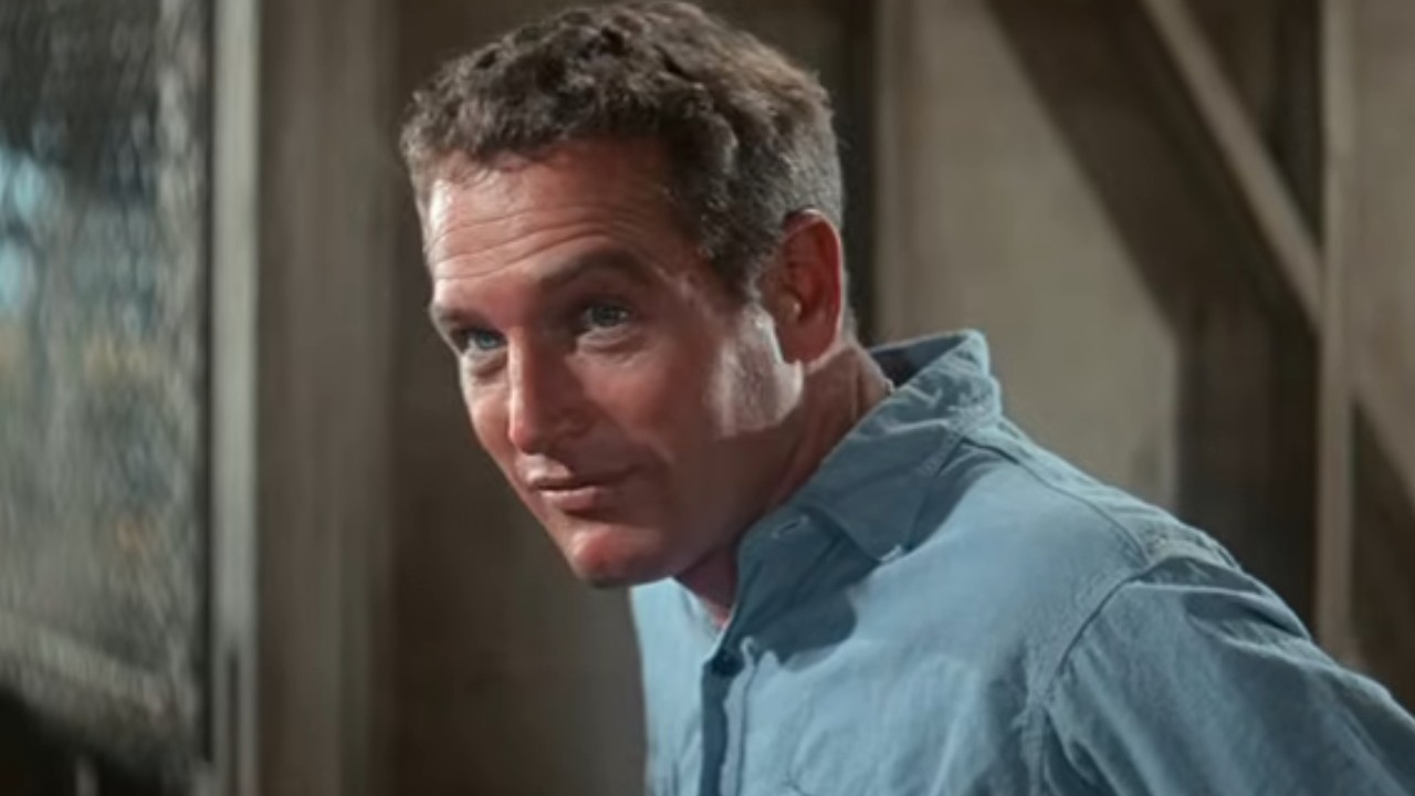 Paul Newman with a good-natured grin in Cool Hand Luke