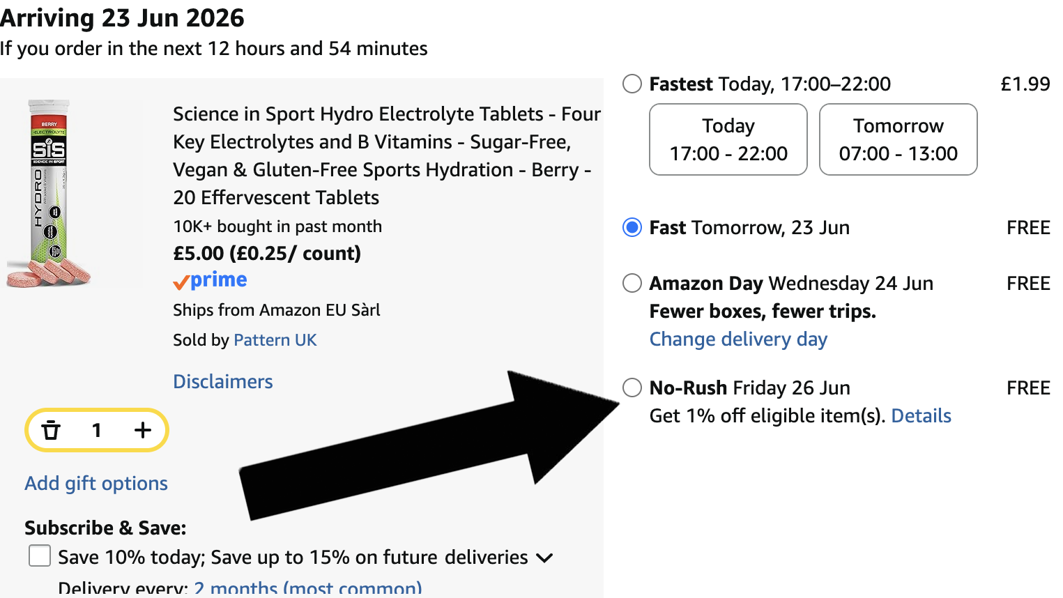 Amazon No-Rush Shipping