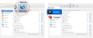 Select Websites, then Reader
