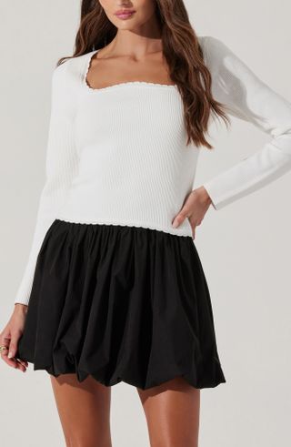 ASTR the Label, Scallop Trim Rib Top