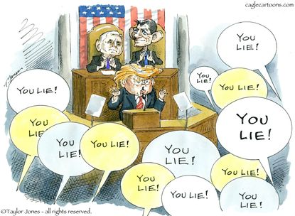Political Cartoon U.S. Donald Trump Congress State of the Union Lie