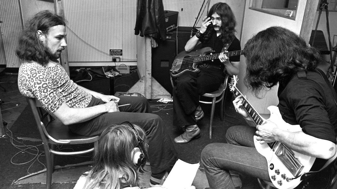 Black Sabbath June 17 1970 Geezer Butler Tony Iommi Ozzy Osbourne and Bill Ward at Regents Sounds during Paranoid sessions