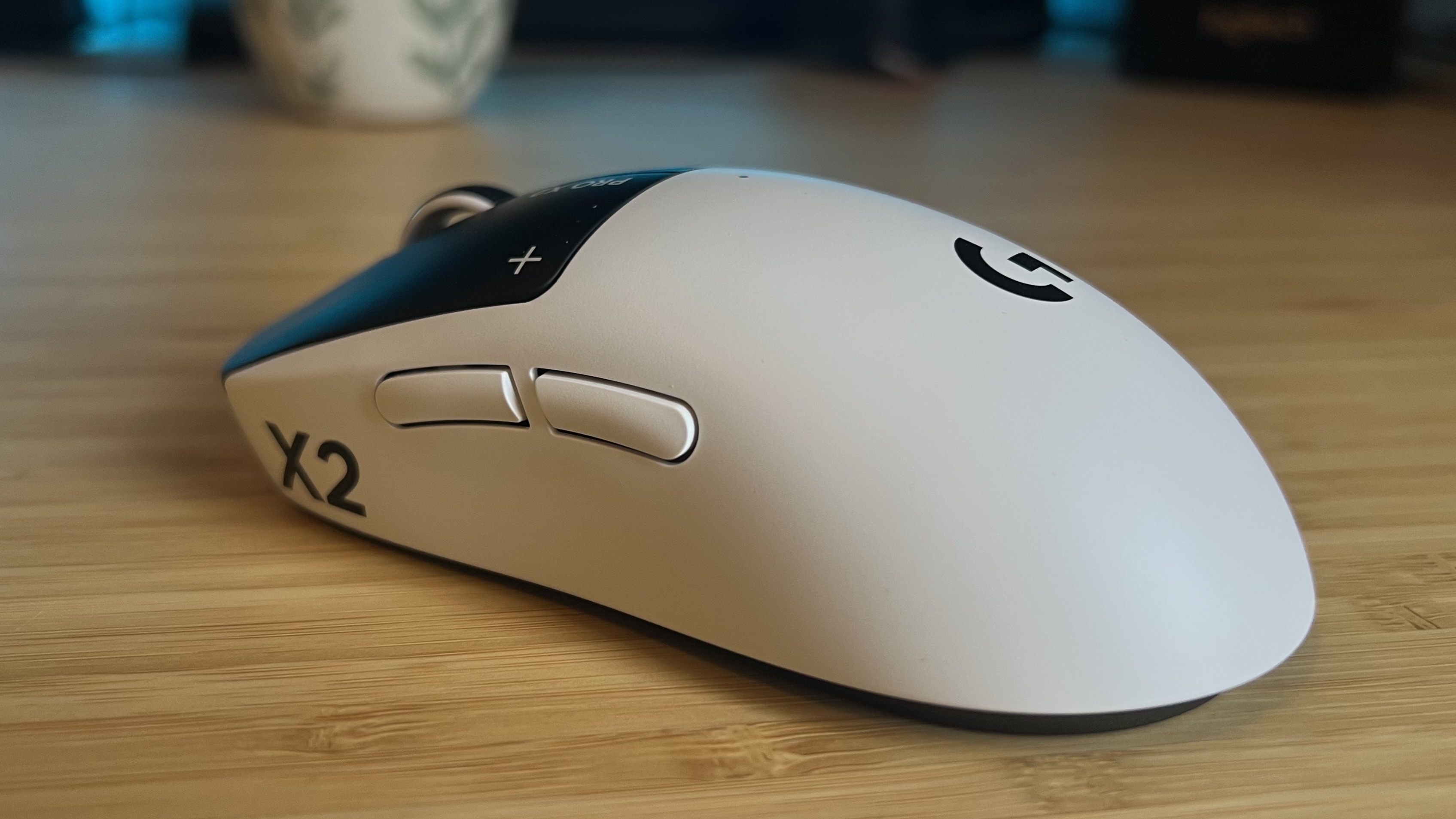 Logitech G Pro X2 Superstrike gaming mouse with side buttons on show