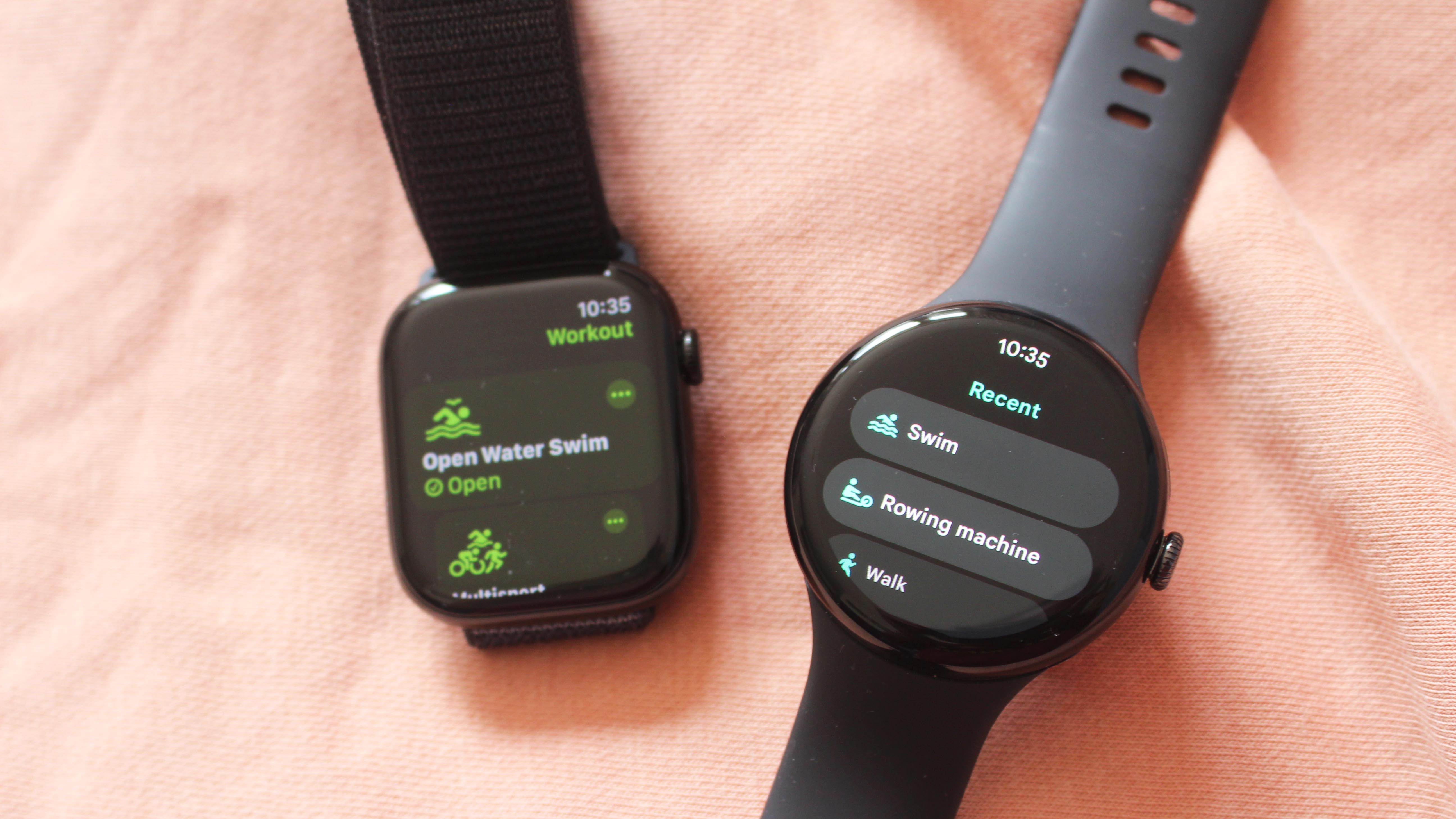 a photo of the Apple Watch 10 and Google Pixel Watch 3