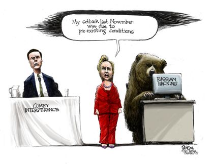 Political Cartoon U.S. Hillary Clinton election Russia hacking Comey health care