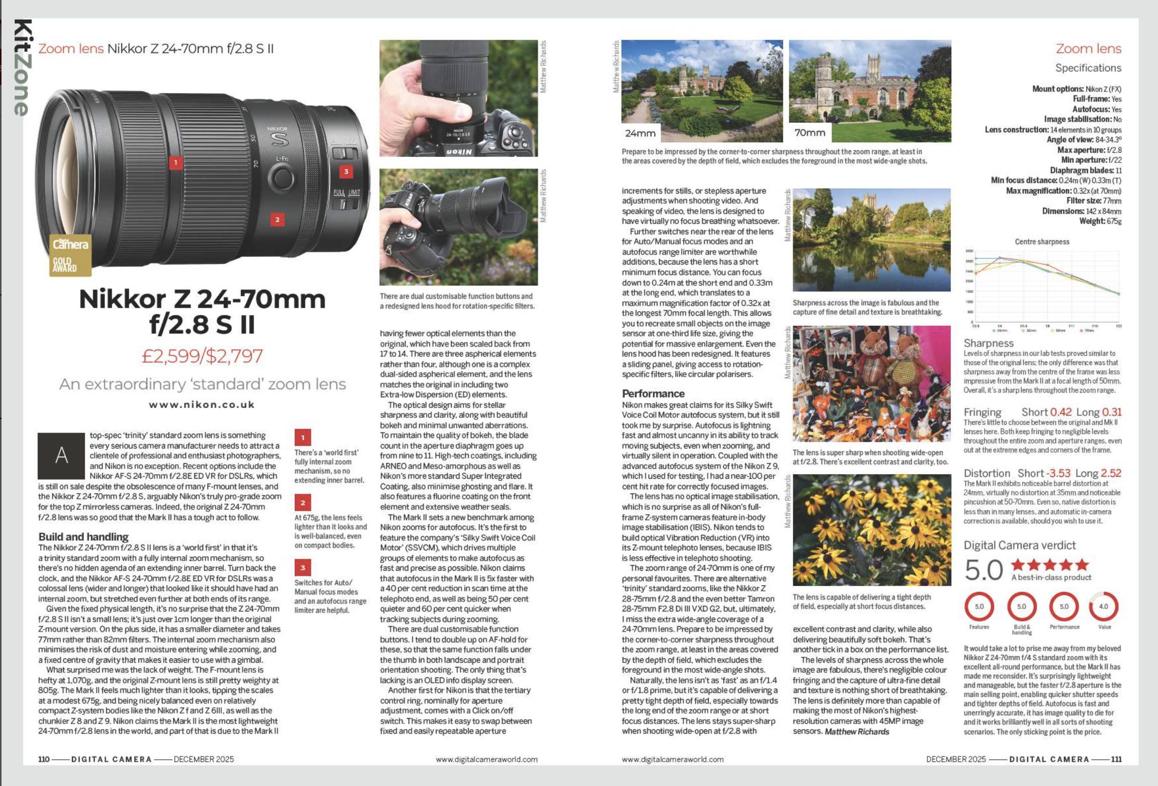Image showing the Nikkor Z 24&amp;#8209;70mm f/2.8 S II lens review, in issue 301 (December 2025) of Digital Camera magazine