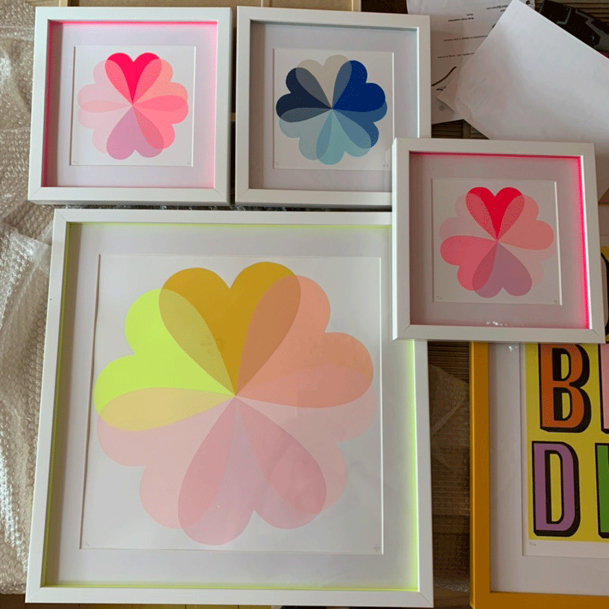 Selection of neon screen printed artworks