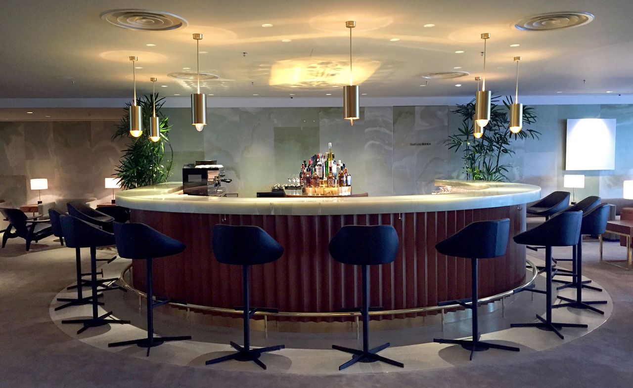 First Class Lounge Bar area in Hong Kong’s International Airport