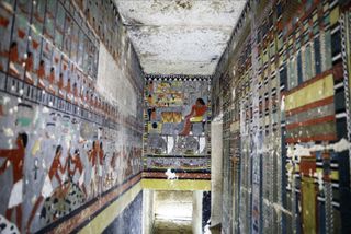 The colors of the paintings seen in this 4,400 year-old tomb in Egypt are remarkable. The tomb was constructed for an official named Khuwy.