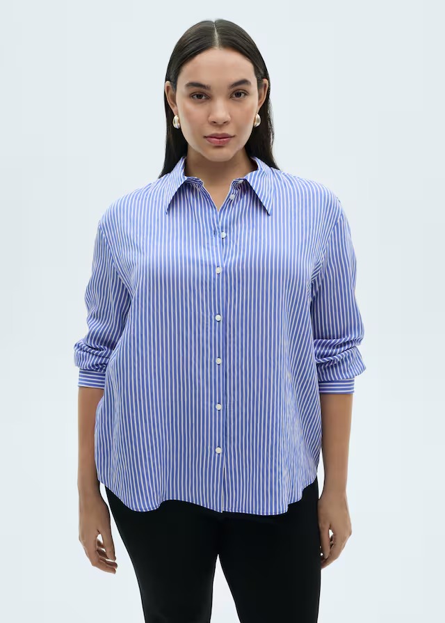 MANGO, Striped Straight Shirt 