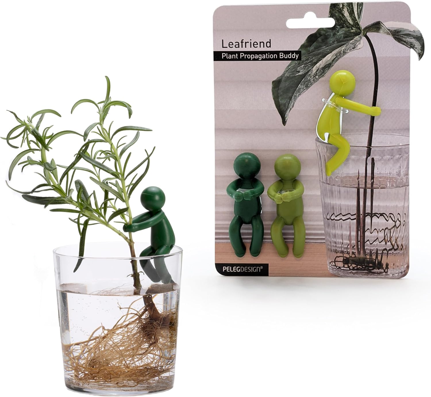 Leafriend: Plant Propagation Buddy; Plant Support for Sprouts, Stems, Shoots, and Cuttings; 3 Cute Plant Supports for a Plant Propagation Station or an Indoor Garden; Plant Lover Gifts by Peleg Design