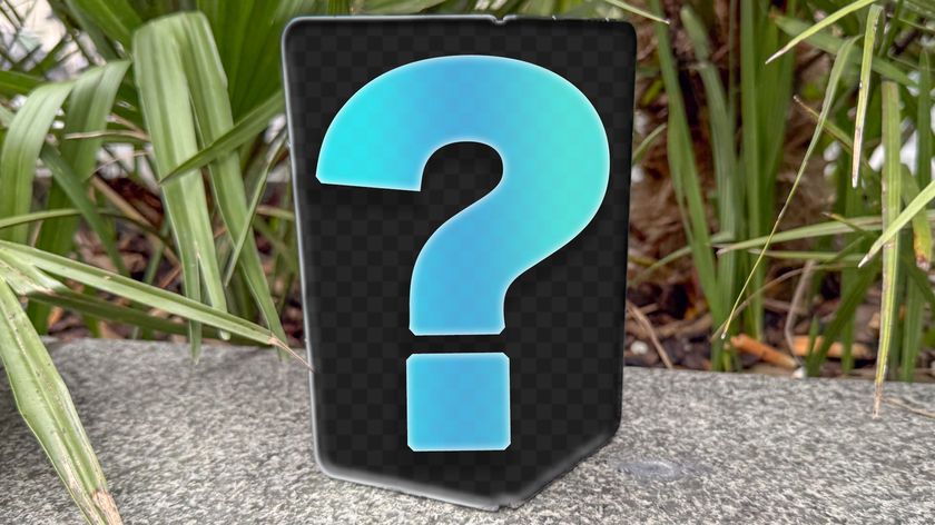 An obscured foldable phone with a question mark covering it