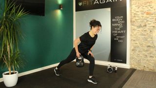 Personal trainer Alanah Bray performs single arm bent over row