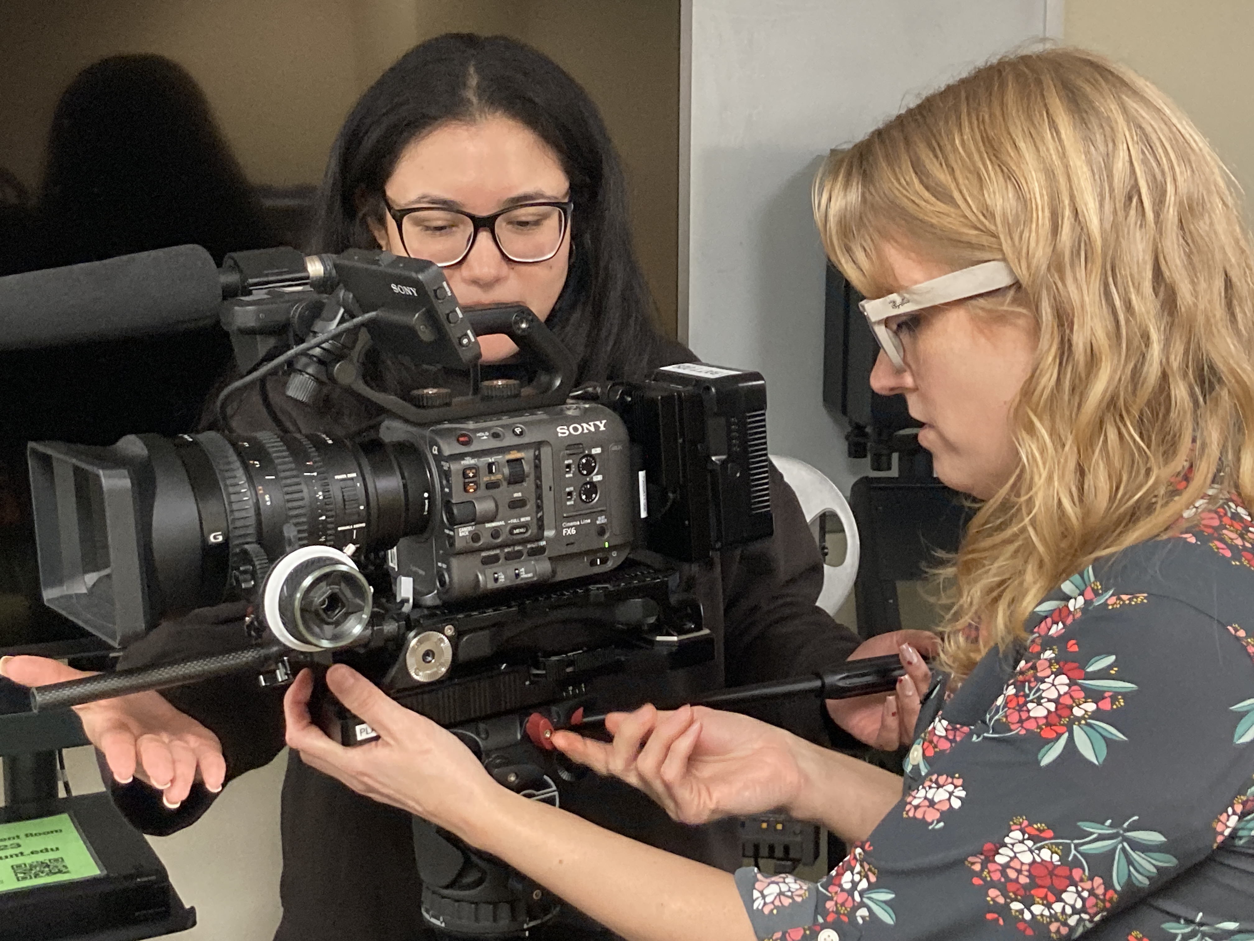 Students using Sony cameras at North Texas.
