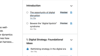 A screenshot of a sign up page for a LinkedIn Learning course on Digital Strategy