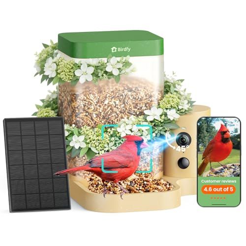 Birdfy Bird Feeder With Camera for Rookie - Solar Powered Outdoor Bird Feeder With Dual Night Vision, Ai Recognition, Slow Motion &amp;amp; Ip66 Waterproof, Ideal for Birdlovers (lifetime Free Ai)