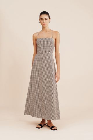 Lori Open-Back Gingham Cotton Maxi Dress