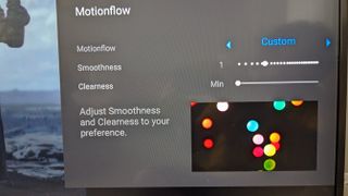 Paramètres Motionflow sur Sony TV