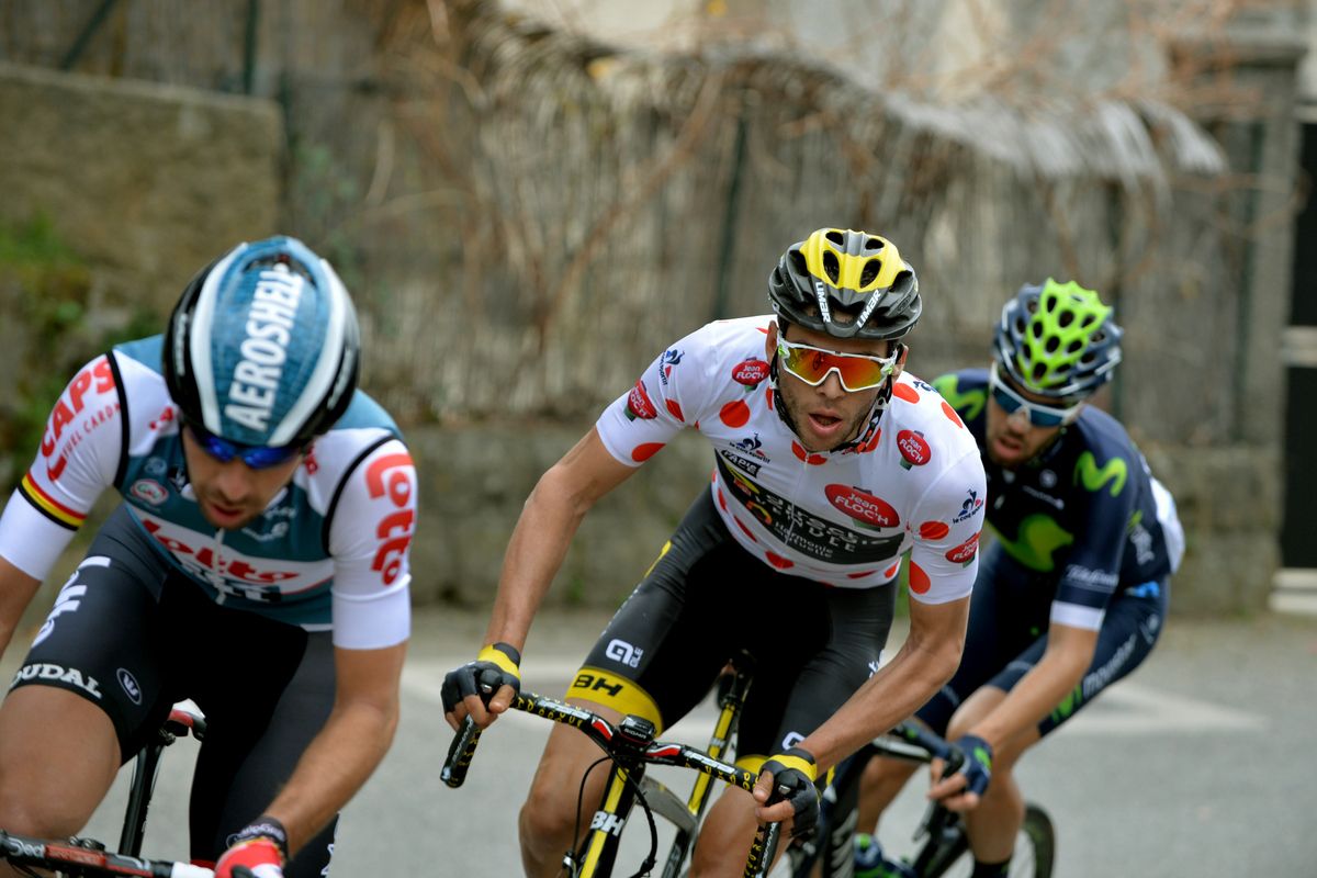 Antoine Duchesne (Direct Energie) in the polka dot jersey