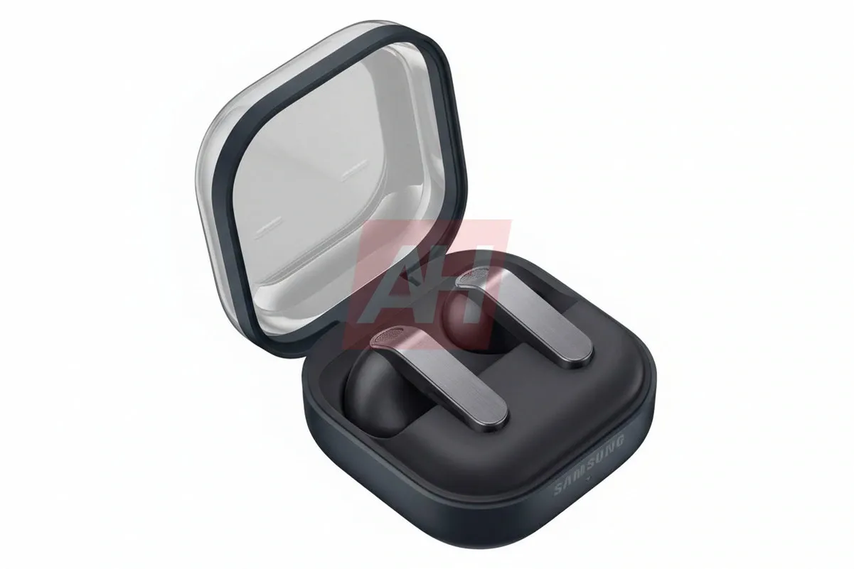 The Samsung Galaxy Buds 4 renders, showing the earbuds in their case