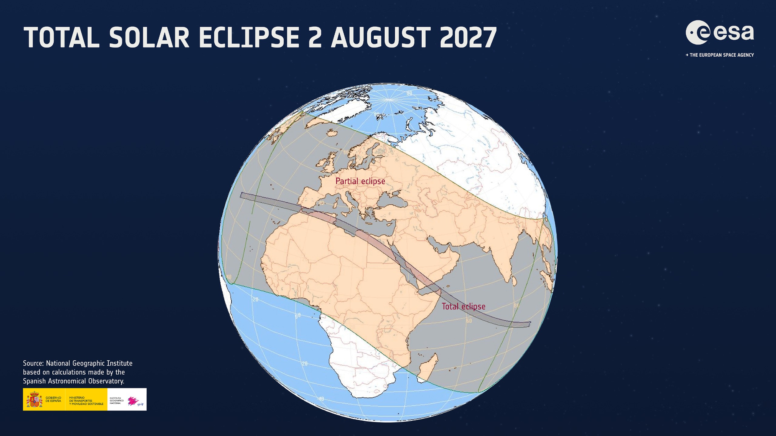 Map showing path of Total solar eclipse on August 2, 2017