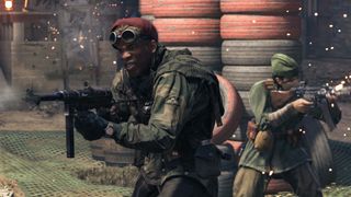 Call of Duty Vanguard screenshot of two men shooting