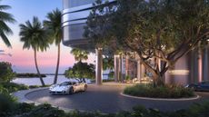 The entrance driveway at the Pagani Residences in Miami