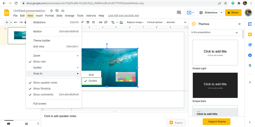 How to use guides to position images in Google Slides
