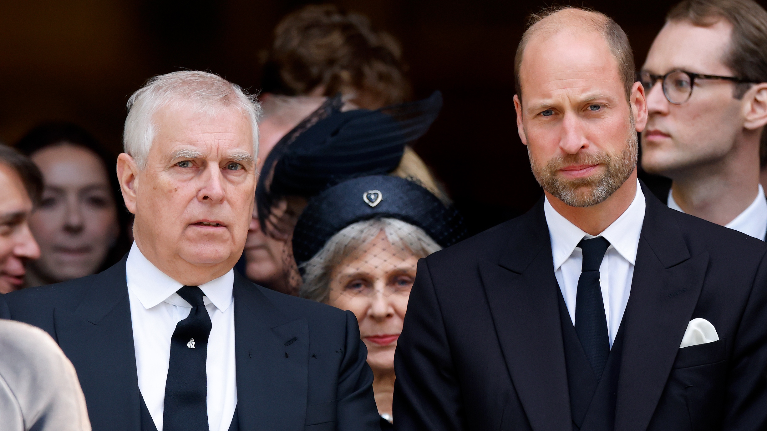 Andrew and Prince William, Prince of Wales attend Katharine, Duchess of Kent's Requiem Mass service