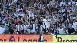 Aleksandar Mitrovic celebrates his goal for Fulham against Liverpool on the opening weekend of the Premier League season.