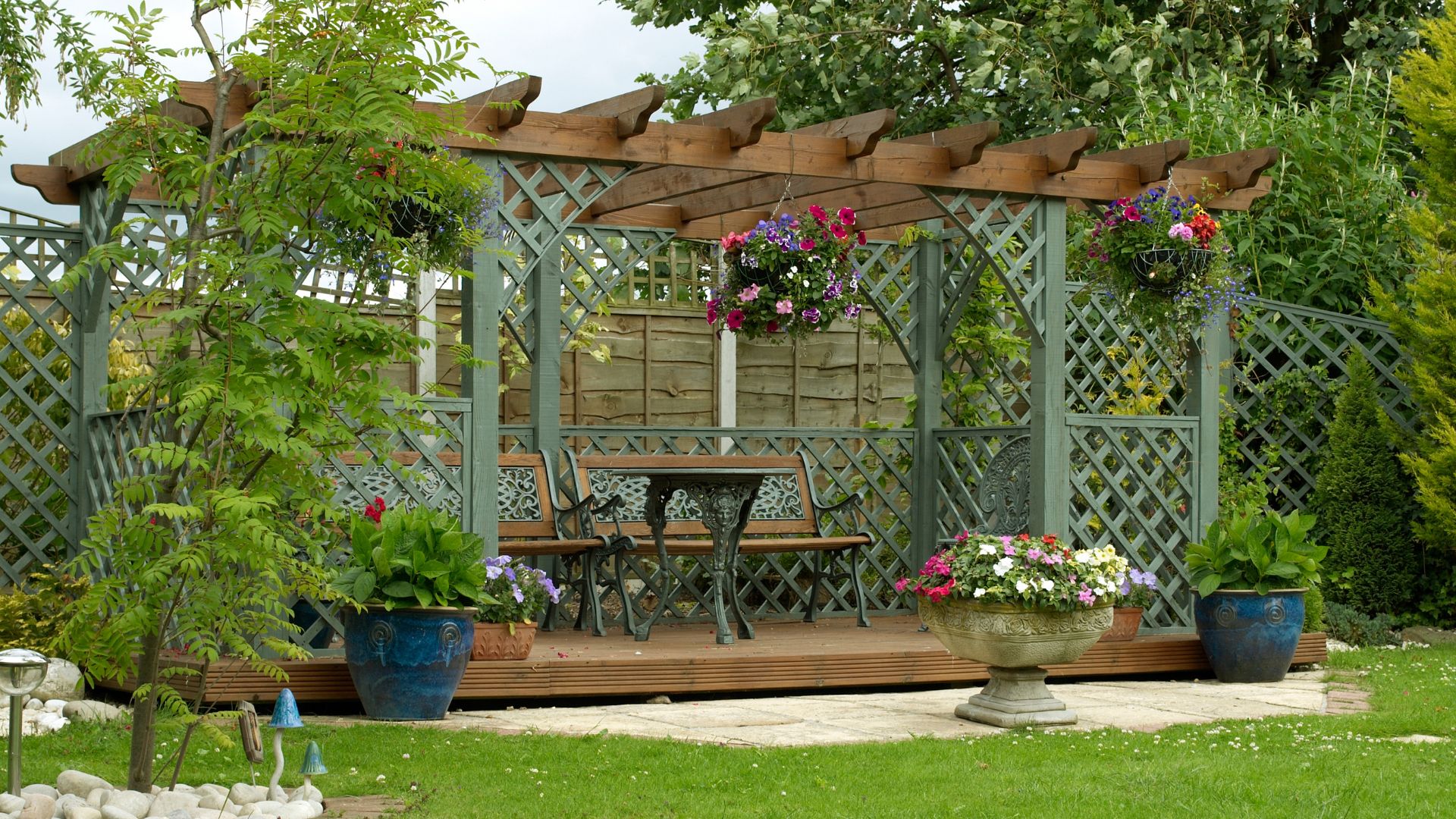 picture of a pergola in english garden