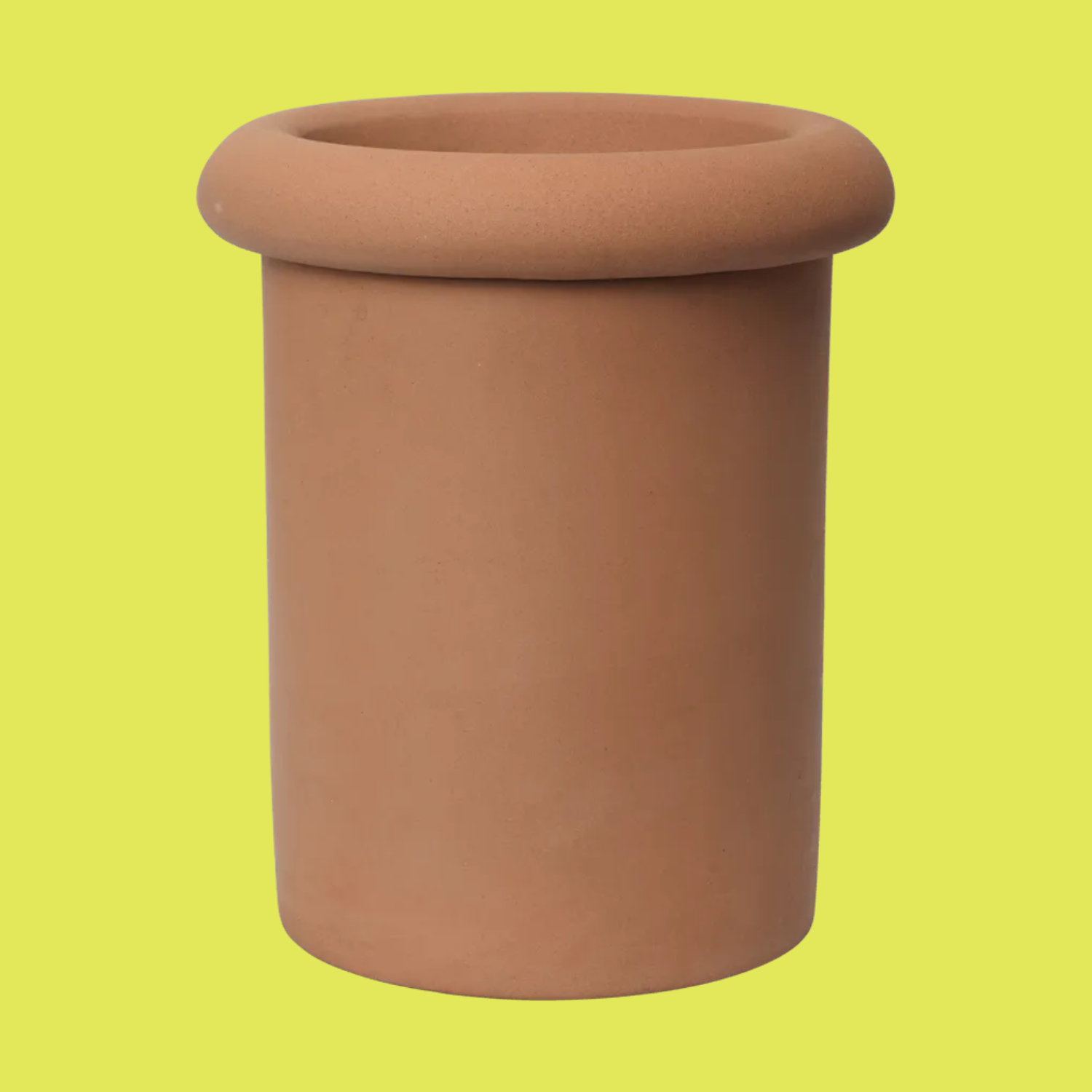 A terracotta planter with a roll top