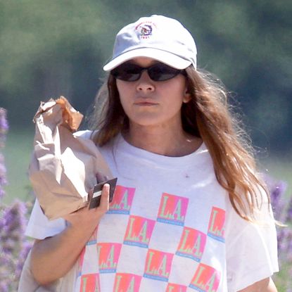 Mary-Kate Olsen walks in the Hamptons wearing sweatpants and flip flops