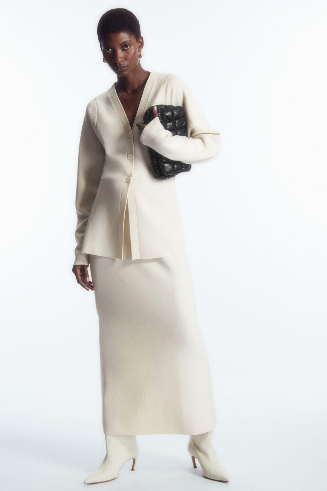 Double-Faced Wool Column Maxi Skirt