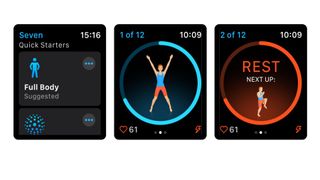 Skjermbilder fra appen Seven – 7 Minute Workout for Apple Watch.