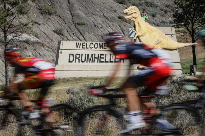 Today's stage passed through Drumheller and then came back for the finish.