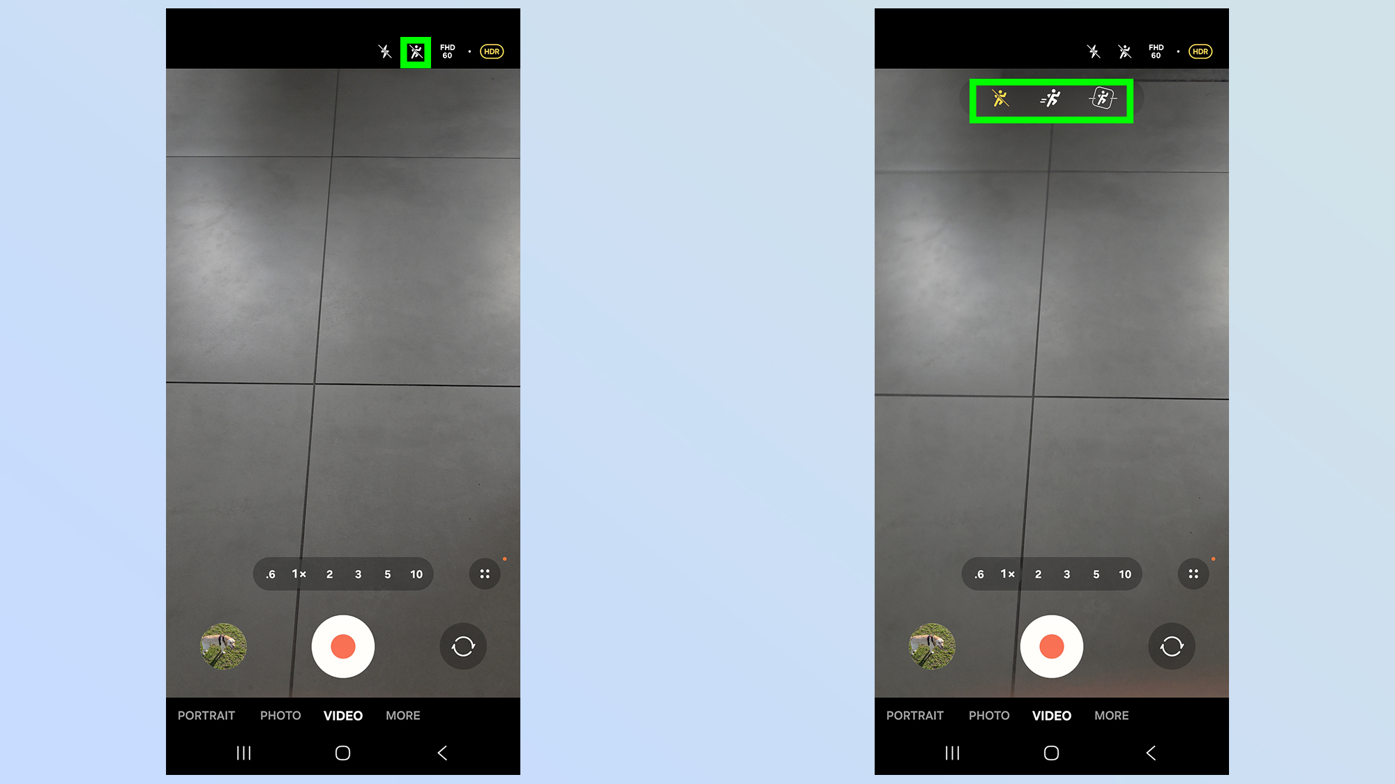 samsung galaxy s26 ultra camera with horizontal lock menu icons on display