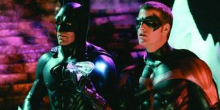 Batman & Robin George Clooney and Chris O'Donnell in costume