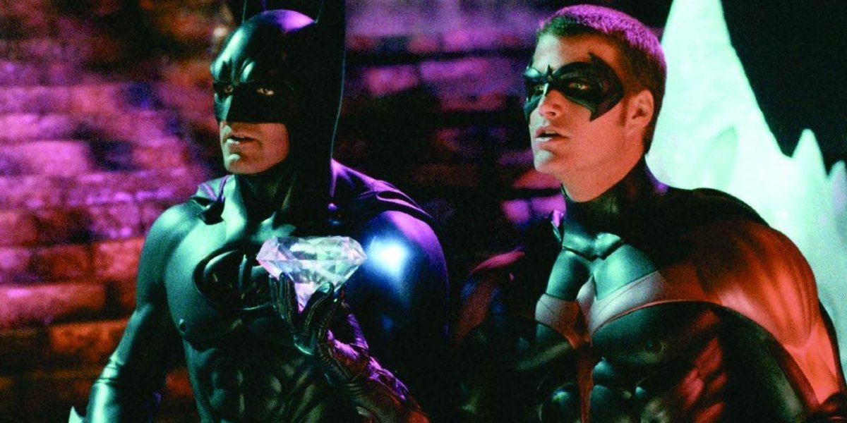 Batman &amp; Robin George Clooney and Chris O&#039;Donnell in costume