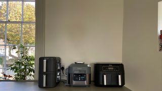 Ninja Speedi Air Fryer next to the NInja Foodi and the Ninja DoubleStack