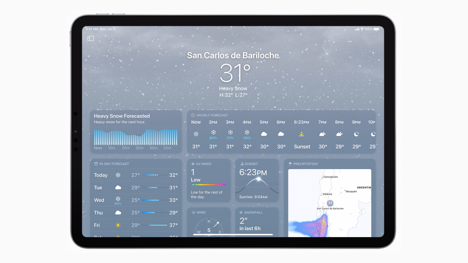برنامه آب و هوا در iPadOS 16