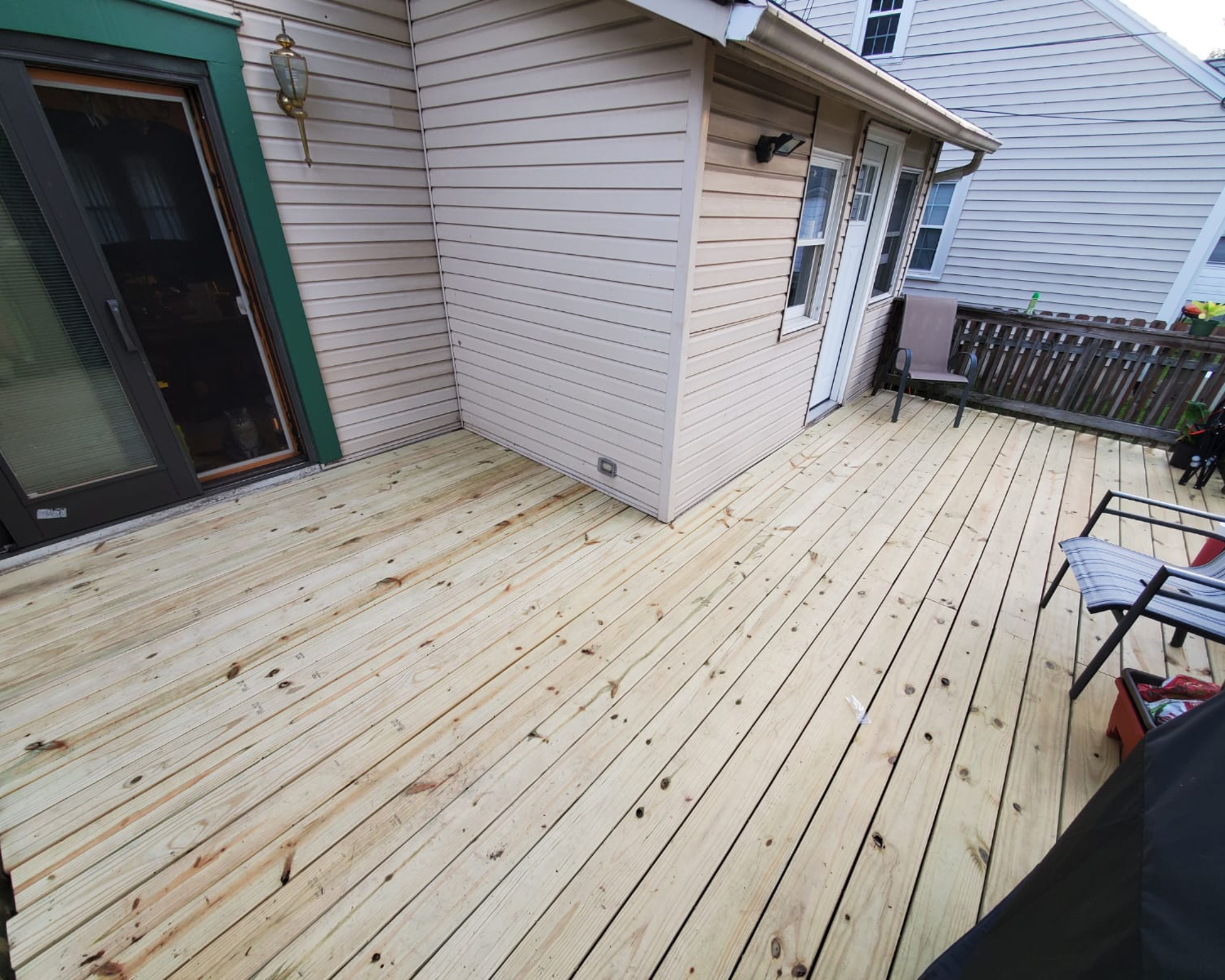 Fresh lumber deck