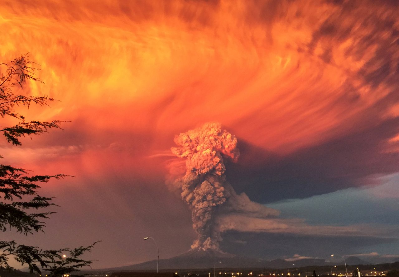 A Chilean volcano erupts.