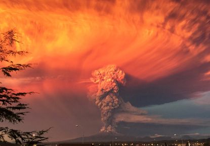 A Chilean volcano erupts.