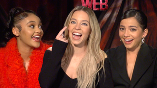 Sydney Sweeney, Isabela Merced and Celeste O'Connor laugh during their 'Madame Web' Interview with CinemaBlend..