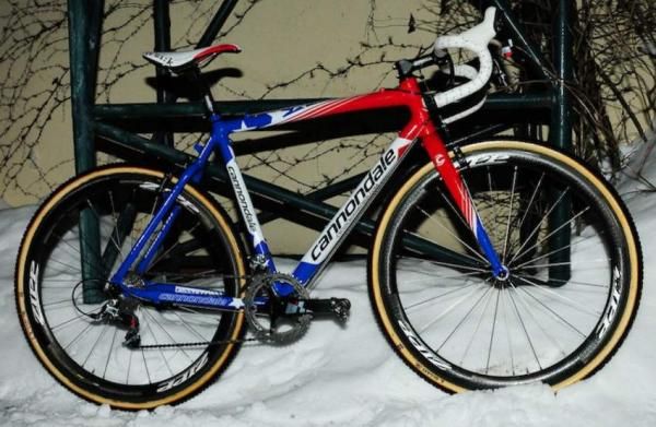Johnson's Cannondale ready for the snow and ice in Tabor.