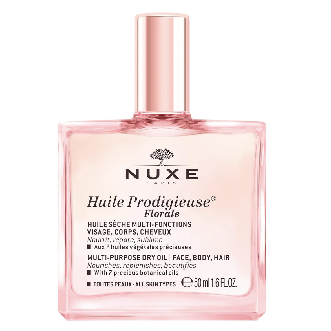 Nuxe Huile Prodigieuse Floral - Óleo All-In-One Orgânico para Corpo, Rosto e Cabelo. Brilho radiante e hidratação da pele