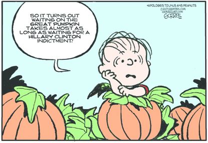 Political cartoon U.S. Halloween Hillary Clinton indictment