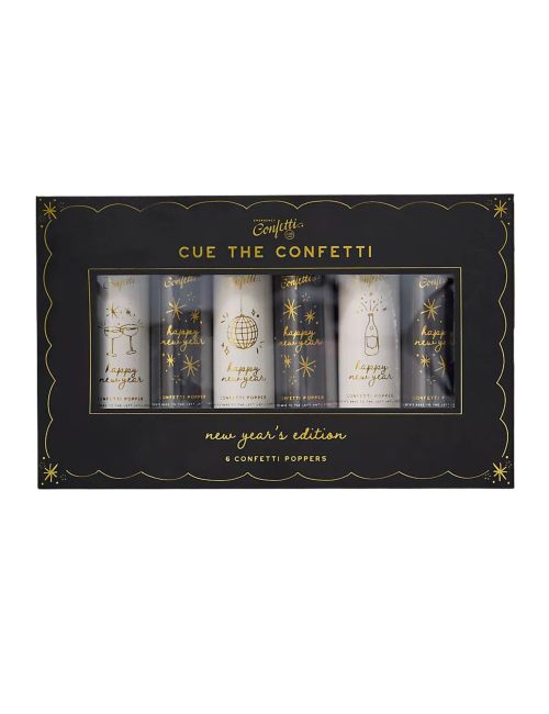 Happy New Year Confetti Poppers, Set of 6