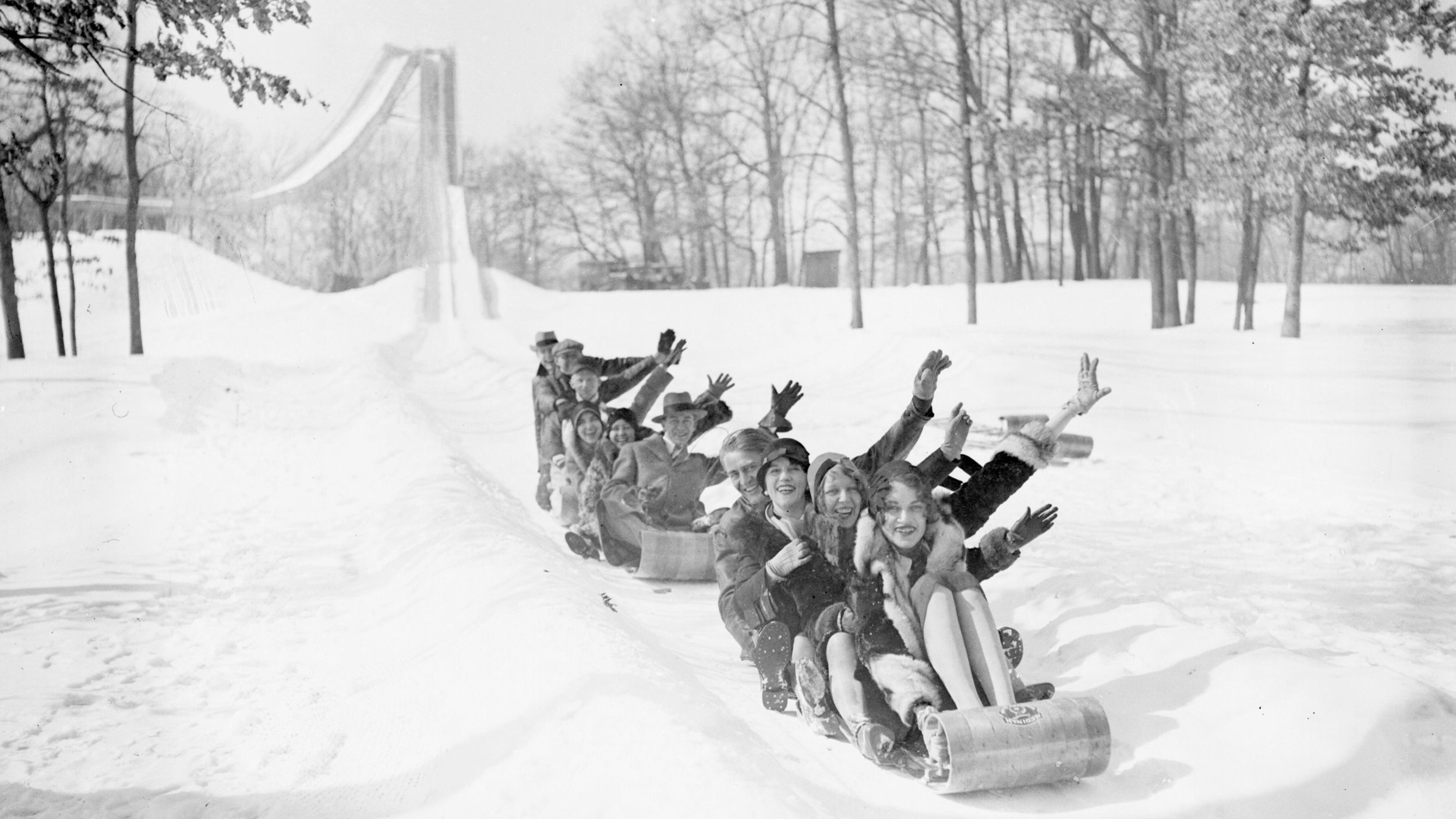 Sledding at Medinah Country Club in 1929
